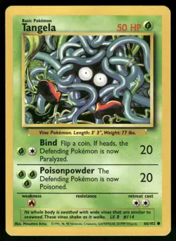 Tangela 66/102 Common Base Set Unlimited Pokemon Moderately Played - Image 1