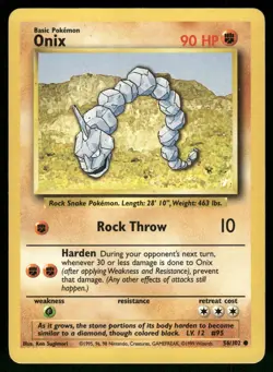 Onix 56/102 Common Base Set Unlimited Pokemon Moderately Played - Image 1