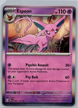 Pokemon TCG Espeon 033/131 Prismatic Evolutions Holo Rare NM - Image 1