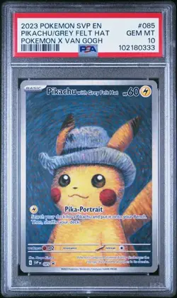 2023 Pokemon x Van Gogh Pikachu with Grey Felt Hat Promo #085 PSA 10 - Image 1