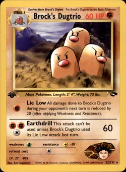 Brock's Dugtrio 022/132 1st Edition - Pokemon Gym Challenge - NM - Image 1