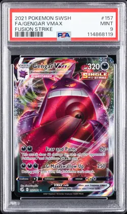 2021 POKEMON SWORD & SHIELD FUSION STRIKE #157 FULL ART/GENGAR VMAX PSA 9 - Image 1