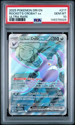 2025 POKEMON DRI EN-DESTINED RIVALS ULTRA RARE TEAM ROCKET'S CROBAT EX PSA 10 - Image 1
