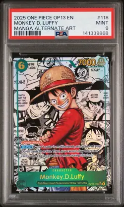 2025 ONE PIECE OP13-CARRYING ON HIS WILL MANGA ALT ART #118 MONKEY D LUFFY PSA 9 - Image 1
