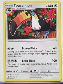 Toucannon 108/149 LP B2G1F Rare Non Holo Sun Moon Pokemon Card $2 Combined Ship - Image 1