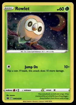EX-NM Rowlet - (Cosmos Holo) Promo SWSH220 Pokemon TCG - Image 1
