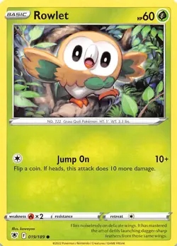Rowlet 019/189 SWSH10: Astral Radiance Pokemon - Image 1