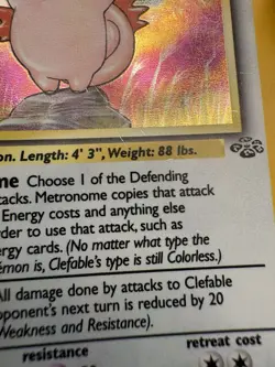Clefable Holo 1/64 Jungle Unlimited Vintage Pokemon WOTC MP - Image 5