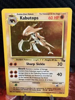 Kabutops 9/62 Holo Rare Fossil WOTC Pokemon MP Clean Front - Image 1