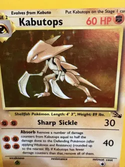 Kabutops 9/62 Holo Rare Fossil WOTC Pokemon MP Clean Front - Image 2