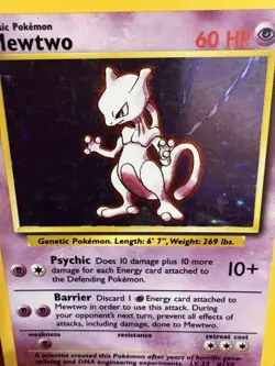 1999 Pokemon Base Set Mewtwo Holo 10/102 WOTC Vintage LP - Image 2