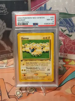 2000 Pokemon Neo Genesis 1st Edition Mareep #65 PSA 8 NM-MT - Image 1