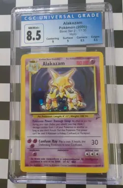 Pokemon TCG Alakazam (2000) Base Set 2 - 1/130 Holo CGC NM/Mint+ 8.5 - Image 1