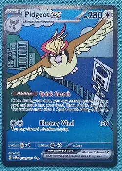 Pidgeot ex 225/197 - Special Illustration Rare - Obsidian Flames Pokemon TCG NM - Image 1