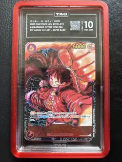 2023 LUFFY One Piece Japan 1st Anniversary Alt Art Super Rare #ST01-012 TAG 10 - Image 1