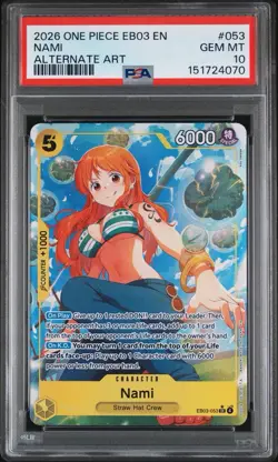Nami EB03-053 SR Parallel Alt Art One Piece Card Game PSA 10 - Image 1