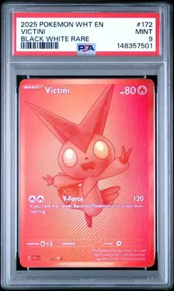 2025 POKEMON WHT EN-WHITE FLARE BLACK WHITE RARE #172 - VICTINI 172/086 - PSA 9 - Image 1
