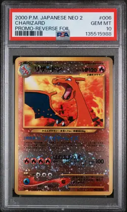 2000 POKEMON JPN NEO 2 PROMO REVERSE FOIL #006 CHARIZARD PSA 10 - Image 1