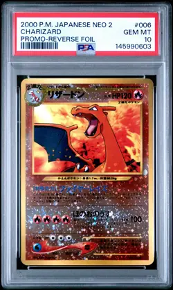 2000 POKEMON JPN NEO 2 PROMO REVERSE FOIL #006 CHARIZARD PSA 10 - Image 1