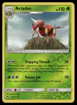 Ariados 10/214 Uncommon Lost Thunder Pokemon Reverse Holo Near Mint - Image 1