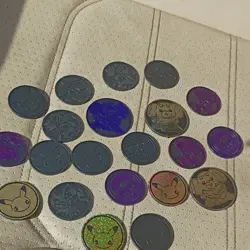 Pokemon TCG Flip Coin Lot 19 Multicolor Plastic Holofoil Embossed Pikachu Eevee - Image 1