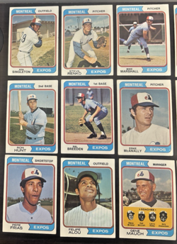 ⚾MONTREAL EXPOS - 1974 Topps - Team Lot 26 Cards - With Insert & Team Checklist - Image 2