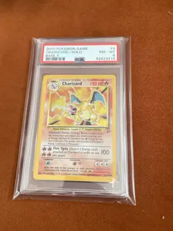 2000 Pokemon Base Set 2 Holo Charizard #4 PSA 8 Perfect Swirl - Image 3