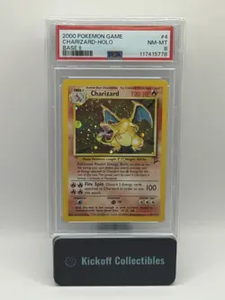 2000 POKEMON BASE SET 2 #4 CHARIZARD-HOLO PSA 8 - Image 1