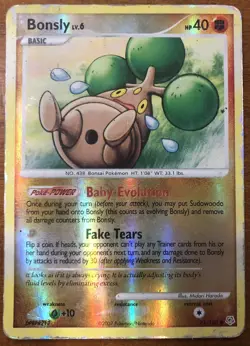 Pokemon TCG Bonsly Card 71/130 Diamond & Pearl Reverse Holo - Image 1