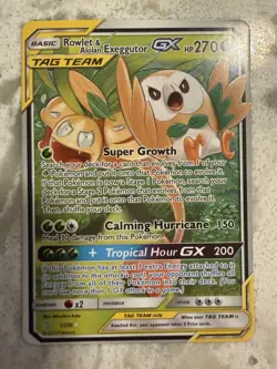 Rowlet & Alolan Exeggutor GX 1/236 Sun and Moon Unified Minds Tag Team NM - Image 1