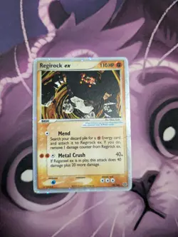 Pokemon TCG Regirock Ex 99/106 Holo Rare Ex Emerald DAMAGED Creased see photos - Image 1