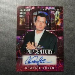 Charlie Sheen 2025 Leaf Pop Century Autograph Card # 1/1 !! SNL Host Auto - Image 1