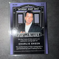 Charlie Sheen 2025 Leaf Pop Century Autograph Card # 1/1 !! SNL Host Auto - Image 2