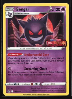 Pokemon Gengar SWSH241 Lost Origin Prerelease Holo Black Star Promo NM - Image 1