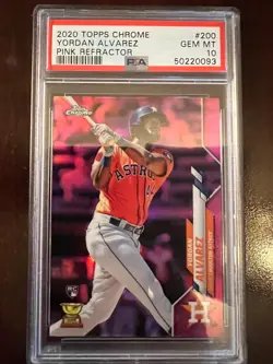 2020 Topps Chrome Rookie Pink REFRACTOR Yordan Alvarez RC PSA 10 - Image 1