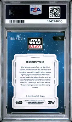 Ahsoka Tano 2024 Topps Chrome Star Wars Galaxy Aqua Lava /175 PSA 9 #74 - Image 2
