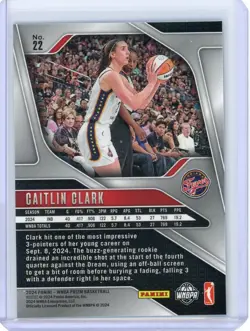 2024 #22 Caitlin Clark Panini Prizm WNBA Base RC Indiana Fever - Image 2