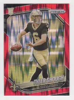 2025 Panini Prizm NFL Football TYLER SHOUGH Red Flash Prizm Rookie RC SP #327 - Image 1