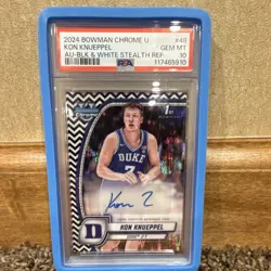 Topps Bowman Chrome Kon Knueppel #48 B&W Stealth Refractor Auto /48 PSA 10 - Image 1