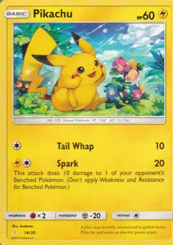 Pikachu 14/30 | Pokemon Sun & Moon 2017 Trainer Kit Card TCG | Pack Fresh NM/M - Image 1