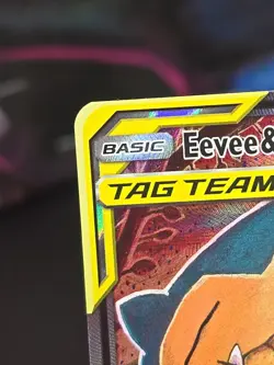 Pokemon TCG Eevee & Snorlax GX SM169 full art holo tag team LP+/NM - Image 4