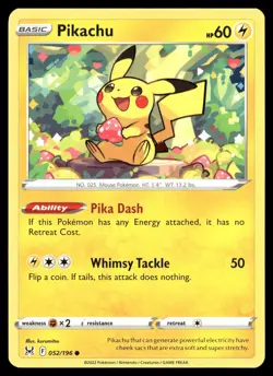 Pikachu 052/196 Common Lost Origin Pokemon Near Mint - Image 1