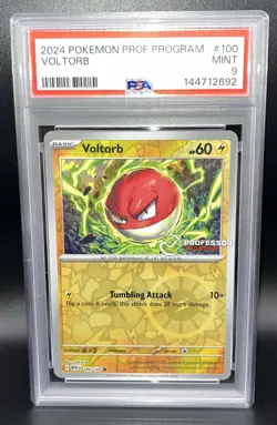 Pokemon TCG 2024 Professor Program Voltorb 100/165 Reverse Holo PSA 9 - Image 1