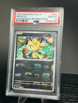 PSA 10 Meowth #52 Japanese Master Ball Reverse Holo Pokemon 2023 - Image 1