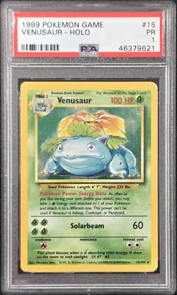1999 POKEMON GAME #15 VENUSAUR-HOLO PSA 1 - Image 1