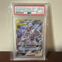 2019 POKEMON SM BLACK STAR PROMO #SM191 FULL ART/MEWTWO & MEW GX PSA 10 - Image 1