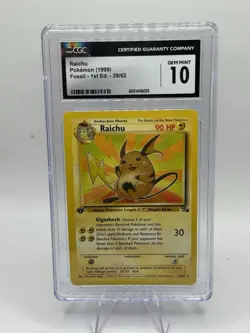 Pokemon Raichu Fossil (1999) 1st Edition 29/62 CGC GEM MINT 10 - Image 2