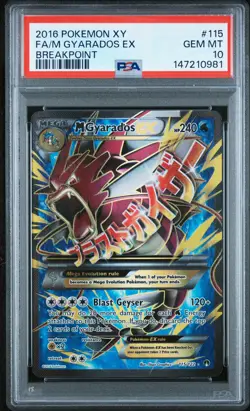 2016 POKEMON XY BREAKPOINT #115 FULL ART/M GYARADOS EX PSA 10 - Image 1
