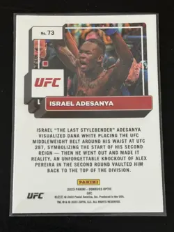 Israel Adesanya 2023 Panini Donruss Optic UFC #73 - Image 2