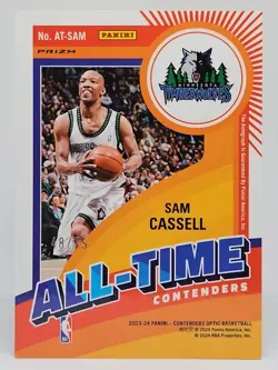 2023-24 Panini Contenders Optic Sam Cassell All Time Blue Auto /75 Timberwolves - Image 2